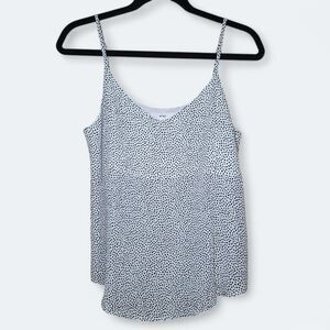 Mine Camisole Top Womens Medium White/ Black Polka Dots Semi Sheer Anthropologie